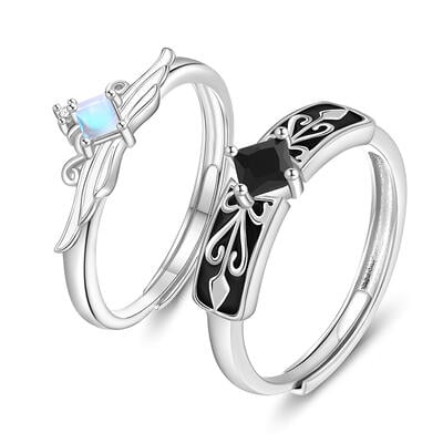 Jeulia Prinzessin und Ritterkrone Paar Ringe Sterling Silber