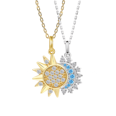 Jeulia Set de colliers Cool Soleil et Lune Amitié Argent Sterling Magnétique