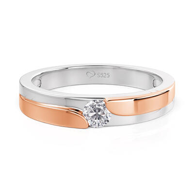 Jeulia Amore Two Tone Curved Round Cut Men's Wedding Band