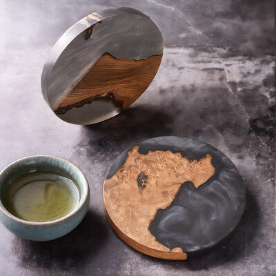 Reslol Stunning Starry-Themed Round Coasters With Burl & Resin