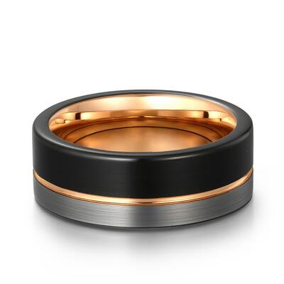 Jeulia Classic Tri-Color Tungsten Wedding Band for Men