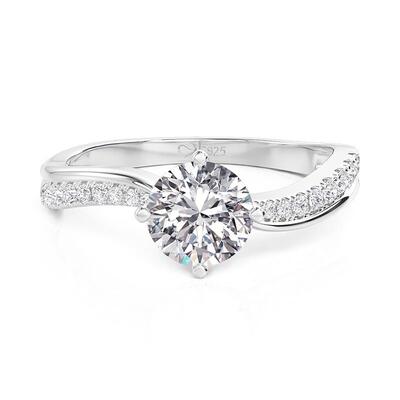 Jeulia Wave Style Double Row Round Cut Engagement Ring