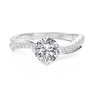 Jeulia Wave Style Double Row Round Cut Engagement Ring