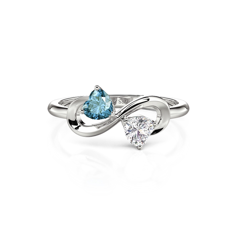 Jeulia Anillo Infinito Doble Corazón Personalizado con Piedra de Nacimiento