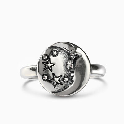 Jeulia "Moon and Stars" Sterling Silver Ring