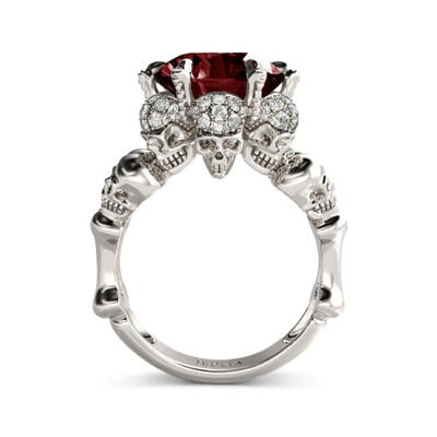 Jeulia Vintage Round Cut Sterling Silver Skull Ring