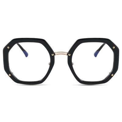 Megre Black Geometric Glasses