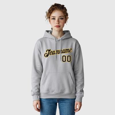 Custom Stitched Gray Sports Pullover Sweatshirt Hoodie Soft Material Personalized Team Name & Number