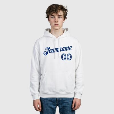 Soft Custom Stitched White Sports Pullover Hoodie Breathable Material Ideal for Sports Personalized Team Name & Number