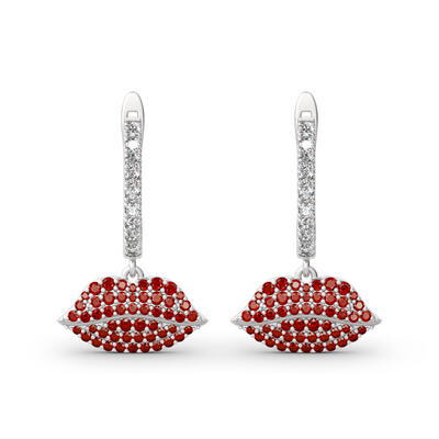 Jeulia "Enthusiasm" Red Lips Sterling Silver Earrings