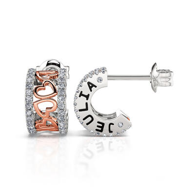 Jeulia Two Tone Heart Sterling Silver Earrings