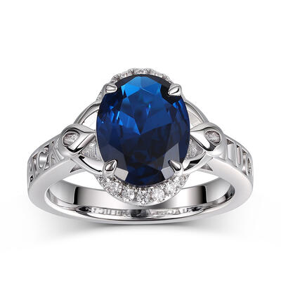 Jeulia Halo Oval Cut Personalized Sterling Silver Ring