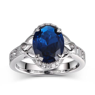 Jeulia Anillo de plata de ley personalizado de nombre halo corte ovalado