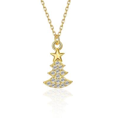 Jeulia Festive Tree Pendant Necklace Sterling Silver