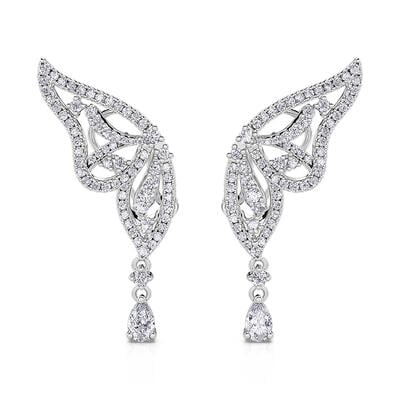 Jeulia Pendientes Colgantes de Plata de Ley con Corte de Pera y Mariposa