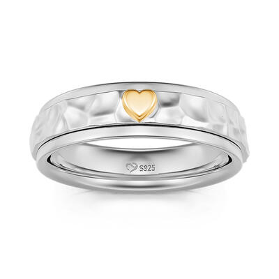 Jeulia "Toggle Heartbeat" Rotatable Sterling Silver Women's Band