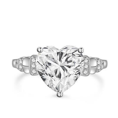 Jeulia Sparkling Heart Knot Promise Ring Sterling Silver