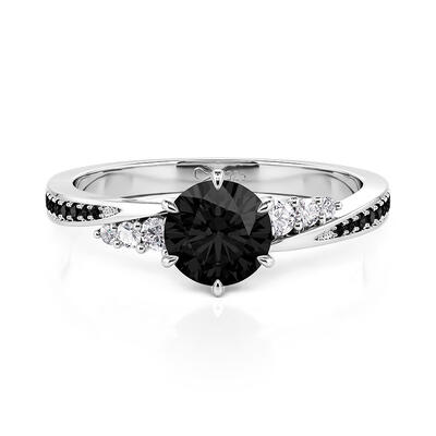 Jeulia Twist Simple Round Black Promise Ring
