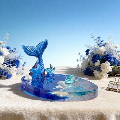 Whimsical Coastal Mermaid Resin Craft: Shell Starfish Phone Holder