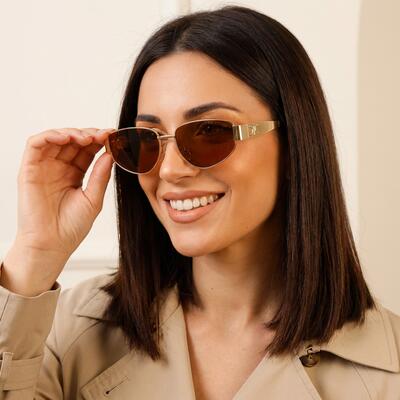 Gwendolyn Gold Oval Sunglasses