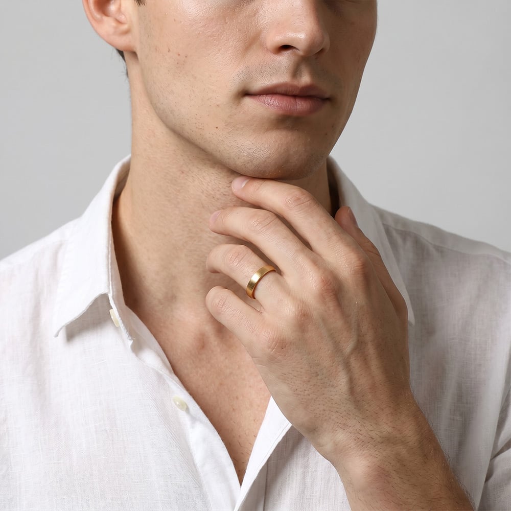 "Attente infinie" Bague de mariage pour homme brossée mate