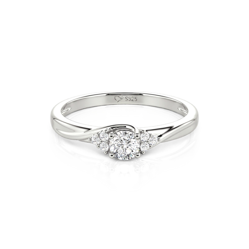 Jeulia Round Cut Cluster Bypass Promise Ring Sterling Silver