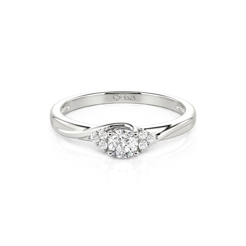 Jeulia Round Cut Cluster Bypass Promise Ring Sterling Silver