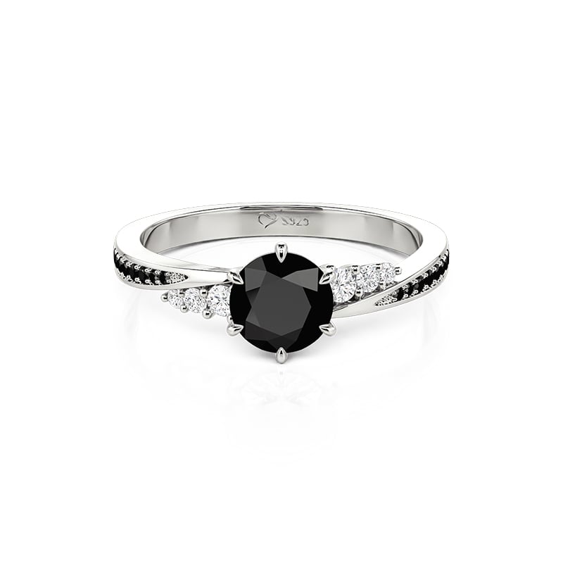 Jeulia Twist Simple Round Black Promise Ring