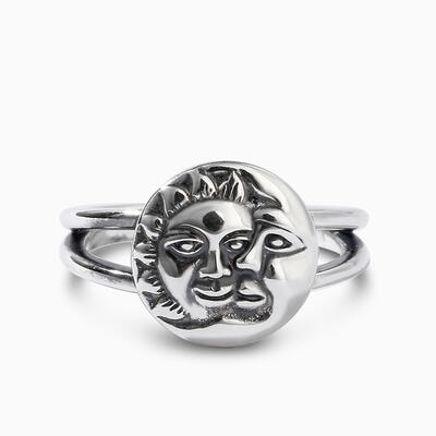 Jeulia "Moon and Sun Face" Sterling Silver Ring