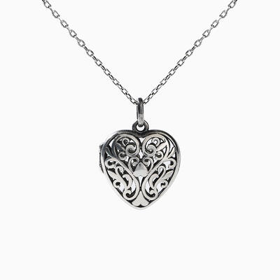 Jeulia "Romantic Heart" Locket Sterling Silver Necklace