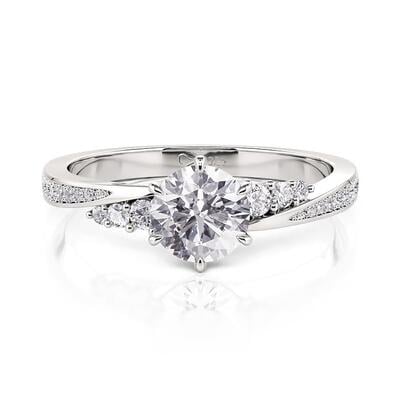Jeulia Simple Round Cut Promise Ring Twist Design Sterling Silver