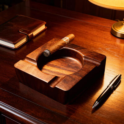 Personalized Timeless Walnut Ashtray with Cigar Rest – Artisan Crafted
