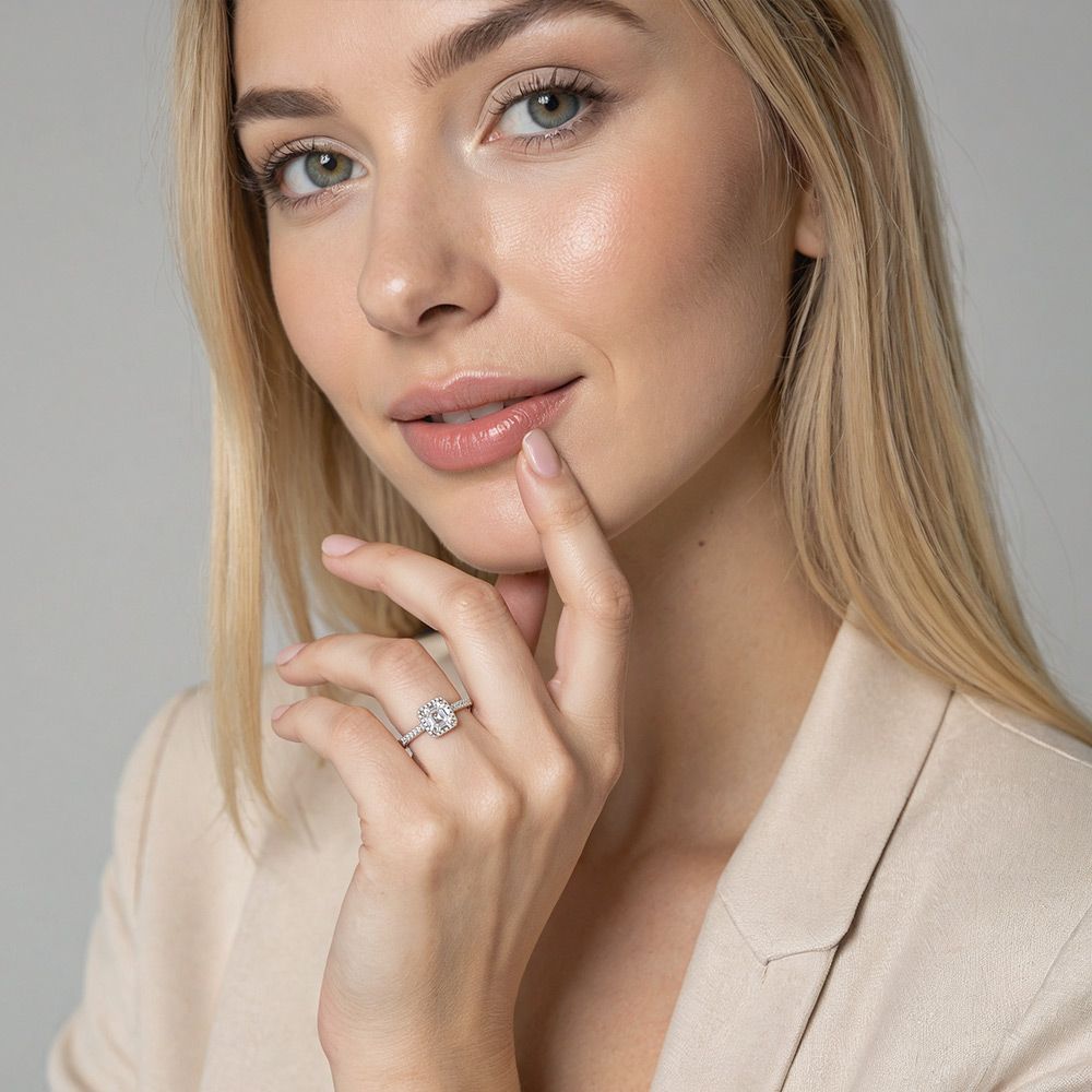 "My Precious"  Asscher Cut Halo Engagement Ring