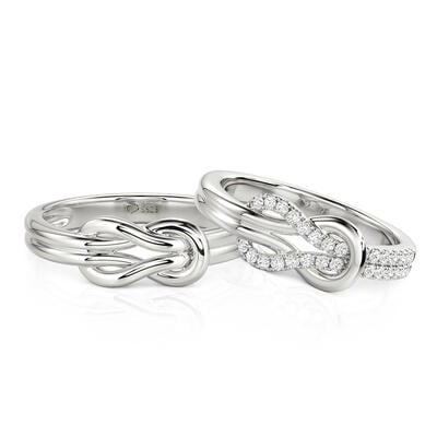 Jeulia Partnerringe Classic Love Knot aus Sterling Silber