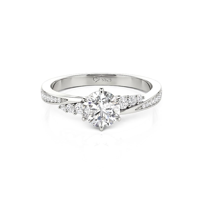 Jeulia Simple Round Cut Promise Ring Twist Design Sterling Silver