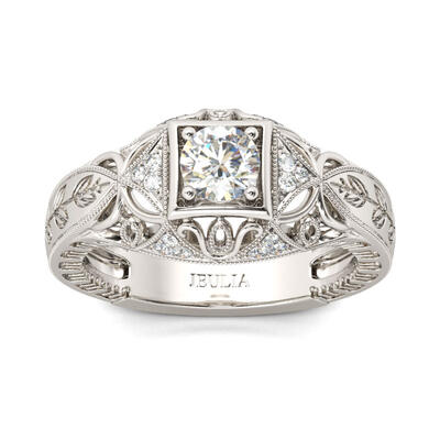 Jeulia Vintage Round Cut Sterling Silver Ring