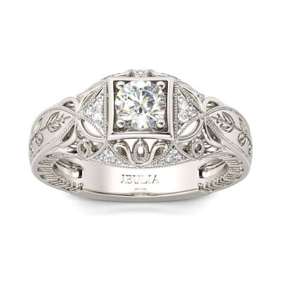 Jeulia Vintage Round Cut Sterling Silver Ring