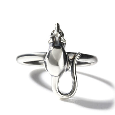 Jeulia "Petite Fella" Mouse Sterling Silver Men's Ring