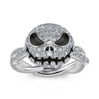 Jeulia "Romantic Soul" Skull Design Sterling Silver Rotating Ring