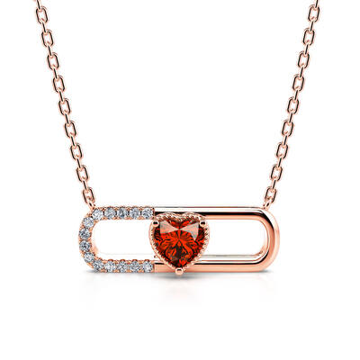 Jeulia "Heartbeat" Heart Cut Sterling Silver Necklace