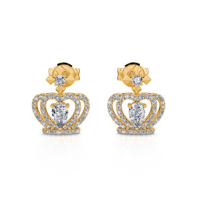 Jeulia "Queen Crown" Pear Cut Sterling Silver Stud Earrings