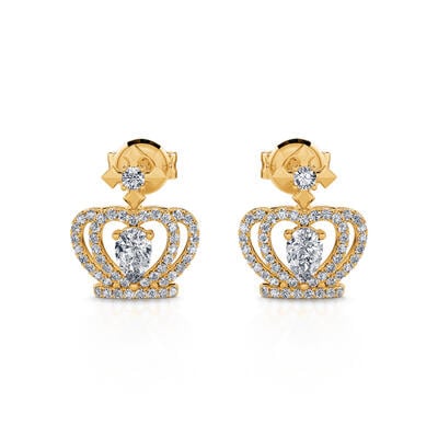 Jeulia "Queen Crown" Pear Cut Sterling Silver Stud Earrings