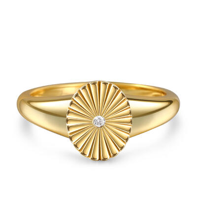 Jeulia Oval Signet Sterling Silver Ring