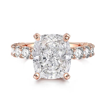 Jeulia Anillo de compromiso oblongo grueso de plata de ley