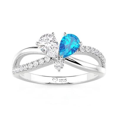 Jeulia Custom Crossover Heart Engagement Ring With Birthstone