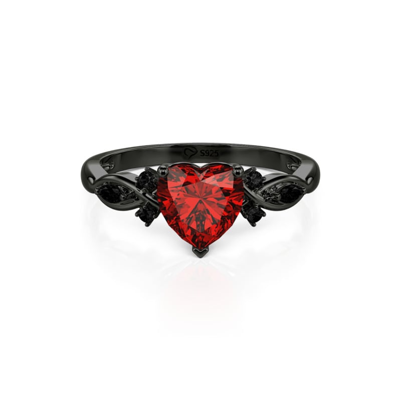 Jeulia Classic Gothic Infinity Red Heart Promise Ring