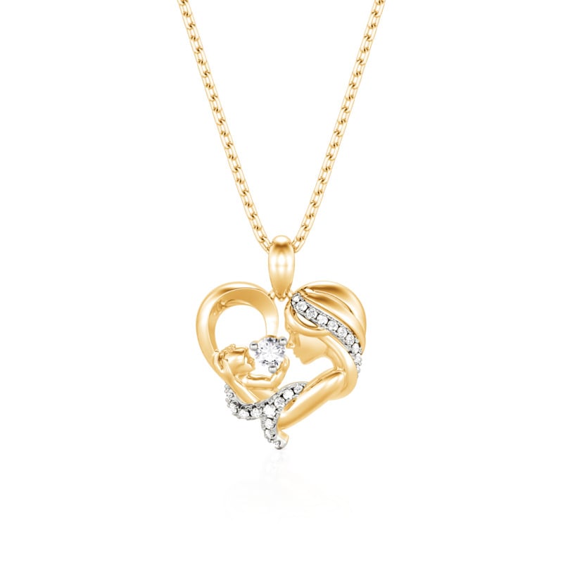 Jeulia "Warmest Protection" Mom & Baby Heart Sterling Silver Necklace