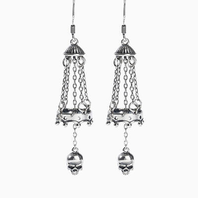 Jeulia "Chandelier" Skull Sterling Silver Earrings