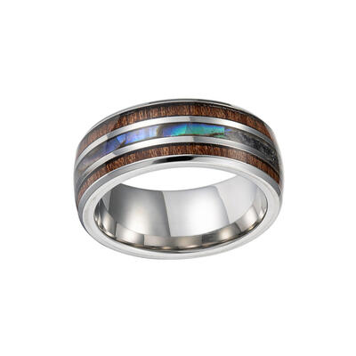 Jeulia Abalone Shell Titanium Steel Men's Band