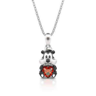 Jeulia Hug Me "Romantic Skunk" Heart Cut Sterling Silver Necklace
